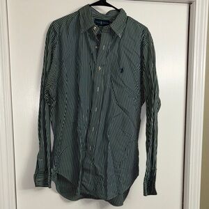 Ralph Lauren Men's Green Striped Button Down Shirt